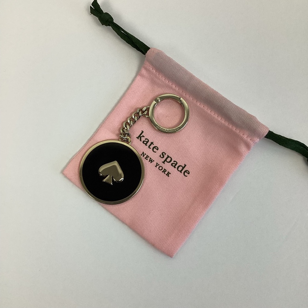 Kate Spade Black & Gold Enamel Keychain Fob Bag Charm